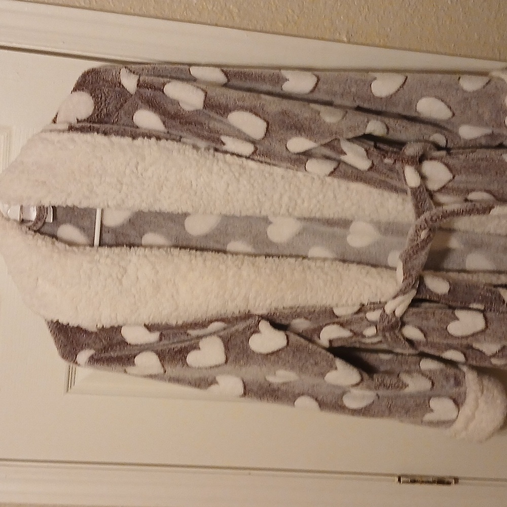 Fluffy purple robe with hearts
